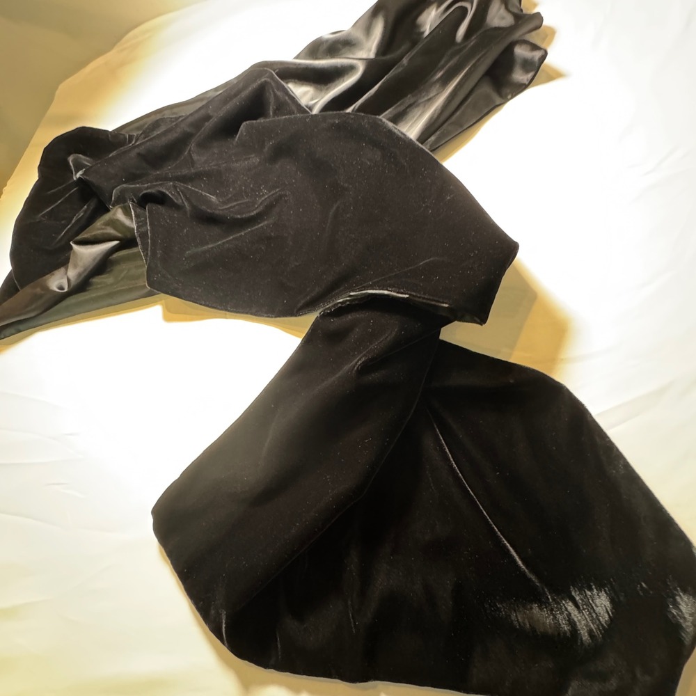 Black Velvet Scarf with Satin Backing Elegant Formal Evening Wrap Accessory